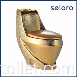 egg shape sanitaryware luxury two piece gold color toilet for sale